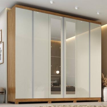 Imagem de Guarda-roupa Casal com Espelho Monte Carlo Cinamomo / Off White