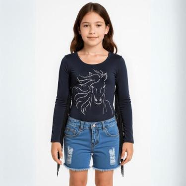 Imagem de Body Infantil Country Premium  Manga Longa com Estampa de Cavalo e Fra