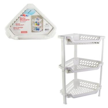 Imagem de Porta Shampoo de Canto, 3 Andares, Branco, 53,4 x 37 x 26 cm, Polipropileno