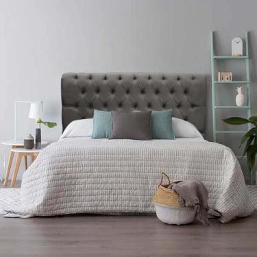 Imagem de Cabeceira Estofada Capitonê Livia 160cm Queen Size Para Cama Box Suede