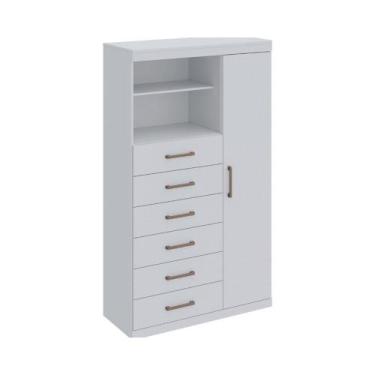 Imagem de Cômoda Multiuso Marabá com 1 Porta e 6 Gavetas Branca Santos Andirá - 