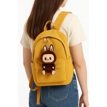 Imagem de Boneco Labubu Original Pop Mart 2 Geração Cheveiro Surpresa Sentado Or