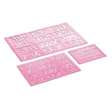 Imagem de Kit Normógrafo C/ 3 Réguas De Letras e Números p/ Caligrafia Waleu  Es