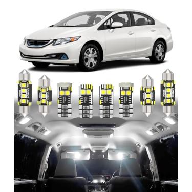 Imagem de BMT xms Substituição de luz LED interior do carro para Honda Civic 5D Sedan/Coupe/Hatch 2013-2015, 6000K Pacote de lâmpadas interiores super brilhantes, 6 peças