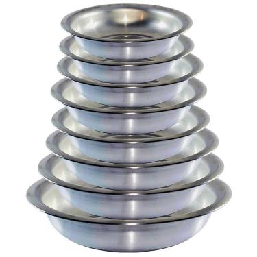 Imagem de Conjunto Kit Bacia Alumínio Redonda Banho Assento 8 Peças