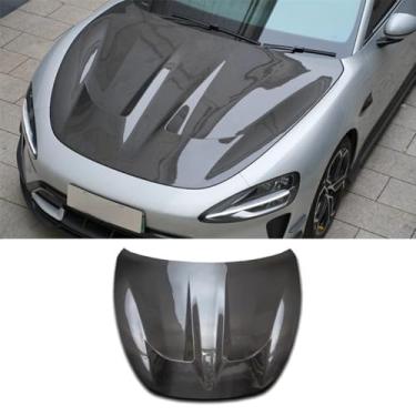 Imagem de Capa de carro de fibra de carbono real, placa de proteção de motor, tiras decorativas para placa de proteção Su7, kit de carroceria de placa dianteira