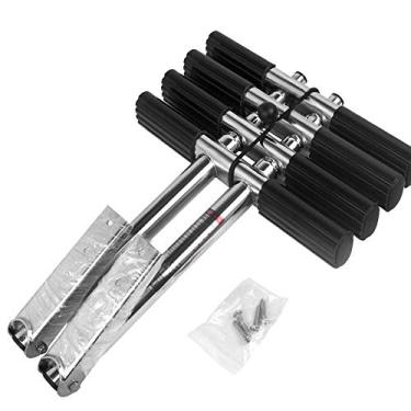 Imagem de Escada telescópica de 4 degraus para barcos em aço inoxidável 316, escada de caída estável, tubo telescópico vertical duplo