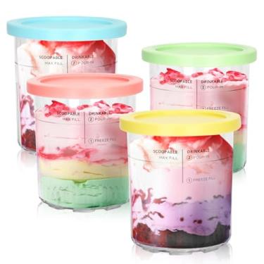 Imagem de Soobool para Ninja Creami Deluxe Pints - 4 Pack, Nc500 Nc501 Ice Cream Pint Adequado para Ninja Delux Ice Cream Maker, para Ninja Creami Deluxe Recipientes com Capacidade para 24 Onças de Comida, Próp
