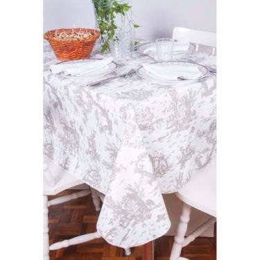 Imagem de Toalha de Mesa Retangular em Tecido Jacquard Estampado Toile de Jouy B