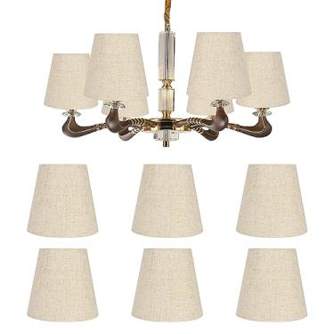 Imagem de Hapivida 6 Peças De Abajures Lustre, Abajur Moderno E14 Com Clipe Para Barril Estopa, Capa Tecido, Pequeno Parede Mesa Teto