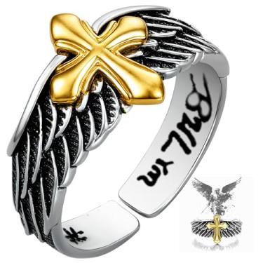 Imagem de LIUANAN Anéis de São Miguel Arcanjo para homens e mulheres San Miguel O Grande Protetor Estatueta de Arcanjo Joias Aço Inoxidável Amuleto Anel Aberto, One Size, Pedra, Ametista