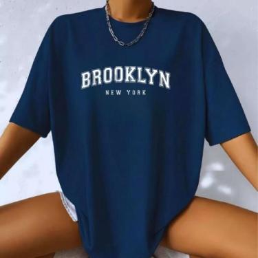 Imagem de Camiseta T-Shirt Feminina Brooklyn Moderna Streetwear Elegante 100% Al