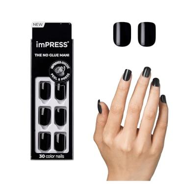 Imagem de (All Black) - KISS imPRESS Colour Press-On Manicure, Gel Nail Kit, PureFit Technology, Short Length, "All Black", Polish-Free Solid Colour Mani, Includes Prep Pad, Mini File, Cuticle Stick, and 30 Fake Nails