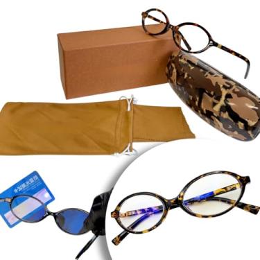 Imagem de Óculos Armação Oval Miu Feminino Cor Tartaruga com Filtro de Luz Azul Anti Fadiga Visual + Proteção UV400 com Caixa Estojo Saquinho e Flanela Especial - JOACHIM