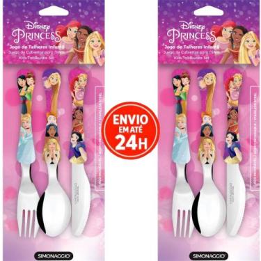 Imagem de Kit Com 2 Talher Infantil Carros Inox Simonaggio Disney Garfo e Faca, 
