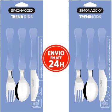 Imagem de Kit Com 2 Talher Infantil Carros Inox Simonaggio Disney Garfo e Faca, 