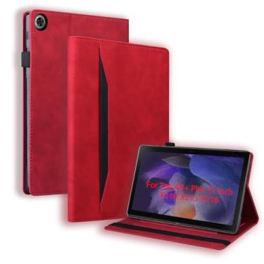 Imagem de Capa flip para Samsung Galaxy Tab A9+ Plus de 11 polegadas (SM-X210/X216/X218), capa traseira macia com suporte de couro PU, suporte ajustável com compartimentos para cartões/porta-canetas/bolso