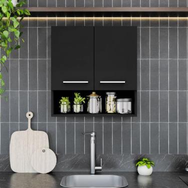 Imagem de Armário de Banheiro Lavanderia 2 Portas Aéreo com Nicho Modular Compac