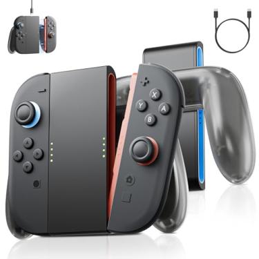 Imagem de Cabo de carregamento para controles Switch 2 Design ergonômico, fácil de segurar, não é fácil de cansar, carregamento tipo C, cabo USB incluído, com indicador LED, dicas coloridas (laranja e azul) no