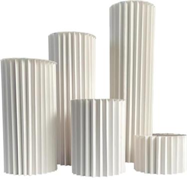 Imagem de 5 Pcs Colunas De Papel Dobráveis Exibição Suporte De Pedestal, Cilindros Para Festas, Cilindros Para Festa, Mesa De Sobremesa De Pilar Romano, Suporte De Flor De Papelão Mes, White, 5PCS