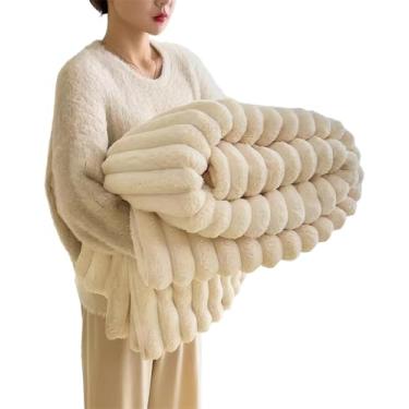 Imagem de Cobertor De Pele Falsa De Coelho, Cobertor De Flanela Fleece Fofo, Quente Dupla Face Macio Para Casa, Como Um Cobertor De Sofá Ou Cobertor, White, 180 x 200 cm