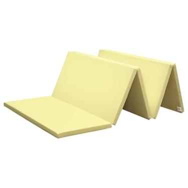 Imagem de KaRaDaStyle Tapete de ginástica tapetes dobráveis elásticos 190,5 cm x 78,7 cm x 3,0 cm exercício treino muscular crianças brincam horizontal tapete de barra yoga esportes à prova de som uso doméstico (Amarelo)
