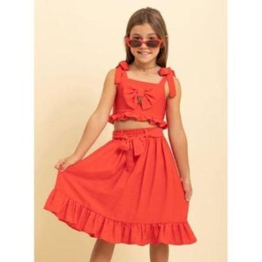Imagem de Conjunto Saia Cropped Menina Verão Lessa Kids Vermelho K150-Feminino
