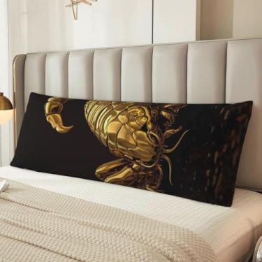 Imagem de Capa de travesseiro de corpo escorpião dourado ultramacia microfibra fronha longa respirável e sedosa com zíper decorativo roupa de cama fronha corporal para adultos, 51 x 137 cm
