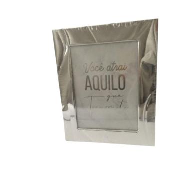 Imagem de Porta Retrato Metal Prata Moldura Detalhe 21X26Cm