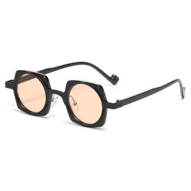 Imagem de Óculos de sol da moda femininos retrô, cor de doce, transparente, lente anti-luz azul, armação masculina, champanhe preto, A