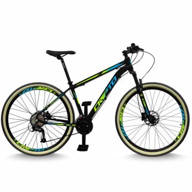 Imagem de Bicicleta Aro 29 Cripto 24 Marchas Freios Disco E Suspensão Pneu Bege - Preto/verde E Azul - 15" Preto/verde E Azul