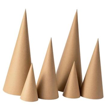 Imagem de CarpNettore 6 Cones de Papel Machê, Abertos Na Parte Inferior, Decorações Criativas para árvores de Natal, para Fazer Artesanato, Pintar E Decorar Chapéus de Fest, 15 Cm 25 Cm 35 Cm