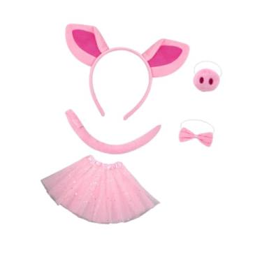 Imagem de Dynwave Conjunto de fantasia de porco acessórios para cabeça vestido extravagante para shows de palco de Halloween, Saia Tule Estrela