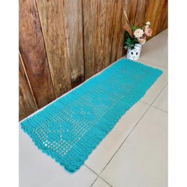 Imagem de Passadeira Retangular 1,60mx52cm Avulsa 6 Rosas Crochê Artesanal (Tiffany)