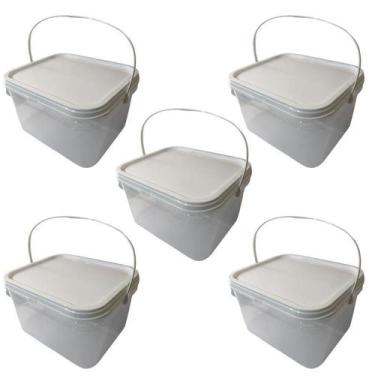 Imagem de Balde Para Alcool Gel 2.4 Litros Com Tampa-Kit 5 Pçs - Nastripack