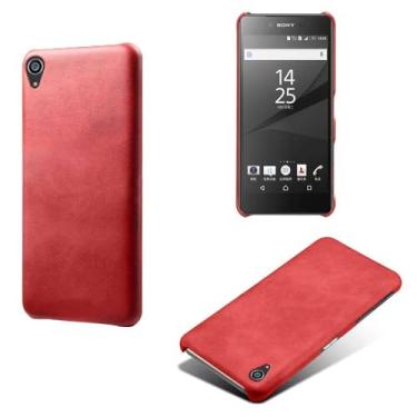 Imagem de Capa para Sony Xperia Z5 Plus,Proteção contra quedas,Casca de volta de cor sólida simples,Design de couro de imitação de plástico-Red