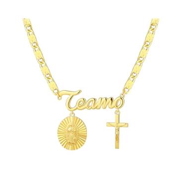 Imagem de Colar feminino com cruz pequena - requintado colar com pingente de cruz de prata banhado a ouro 18K - pingente de cruz simples estilo diário - acessório religioso minimalista