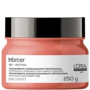 Imagem de Máscara L'Oréal Inforcer 250g fortalece cabelos frágeis, hidrata e red