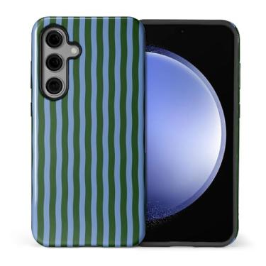 Imagem de ilikediy Capa para Samsung Galaxy S24 Plus, HL2, listra verde e azul, híbrida, 2 camadas, capa protetora de silicone com design