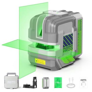 Imagem de Nível a laser, HueparPro, ferramenta de nível a laser para uso externo, linha cruzada verde, com modo de pulso, linha horizontal de 180° e linha vertical de 120°, bateria de íon de lítio de 5200 mAh,
