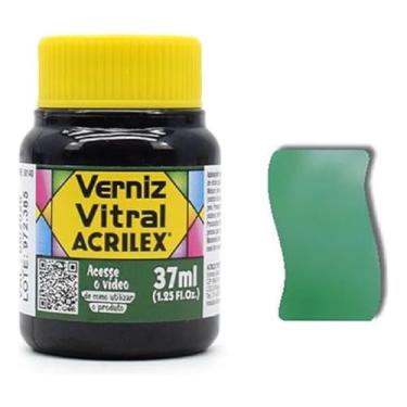 Imagem de Verniz Vitral Para Artesanato Acrilex 37ml Escolha A Cor Perfeito para Copos Garrafas Vaso Outras Perfeito para Copos Garrafas Vasos e Outras Ele Transforma Suas Peças Em Verdadeiras Obras De Arte, Simulando (Verde Veronese 512)