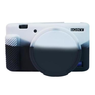 Imagem de Capa de câmera Easy Hood Silicone para Sony ZV-1 preta e branca