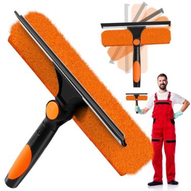 Imagem de Rodo 2 em 1 para kit de limpeza de janelas com cabeça de espanador de teia de aranha e pano de microfibra de substituição