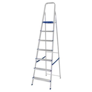 Imagem de Escada de Alumínio Mor Multiuso Regulável, 7 Degraus