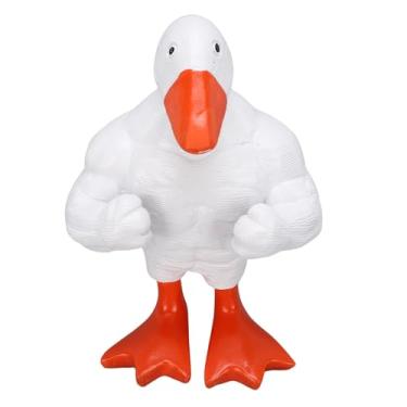 Imagem de Luqeeg Pato Muscular do Suporte de Chave Magnética, Estátua Engraçada de Pato Muscular Em pé Com Bico Magnético Humororous Key Titular da Ferramenta Decoração de Bancada para a Mesa de (Branco)