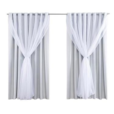 Imagem de Cortina Blackout Tecido Com Voil 2,80M x 2,60M Para Varão Simples 90% Blecaute Corta Luz