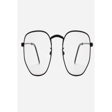 Imagem de Armação Óculos Grau Feminino Hexagonal Preto