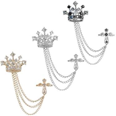 Imagem de GYGYL Broche masculino de cristal com correntes, alfinetes de lapela para decoração de camisa masculina clipes de metal feminino smoking gravata chapéu cachecol, Zinco, Sem Pedra Preciosa