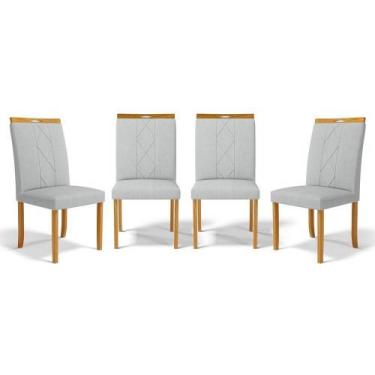 Imagem de Kit Com 4 Cadeiras Ana Madeira Maciça Estofadas Para Mesa De Jantar Li