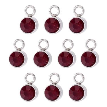 Imagem de Spritewelry Berloques de pedra do mês de nascimento de vidro com strass redondo, 10 peças, berloques de pedra de nascimento de cristal para fabricação de joias, colar, brinco